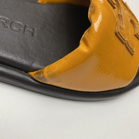 Tory Burch Leather Slide Sandals Mustard Yellow Size 5.5 - Picture 6 of 8